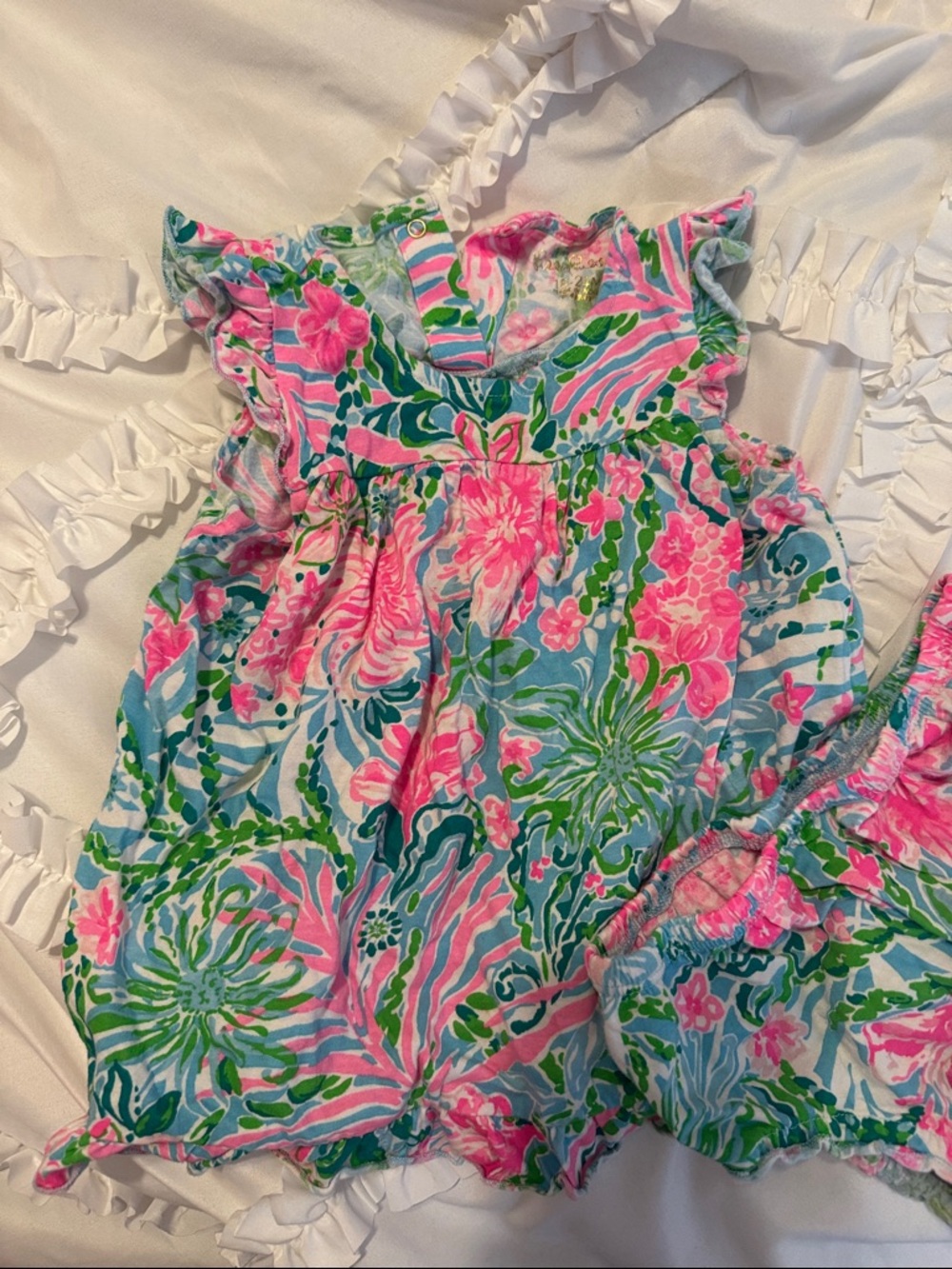Lilly Pulitzer Girls Pink Green Blue Floral Matching Set